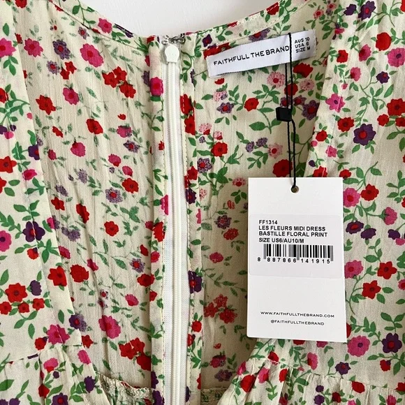 Faithfull the Brand Les Fleurs midi dress bastille floral size 6 new! - Picture 3 of 5